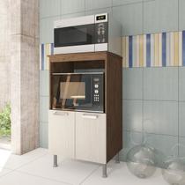 Balcão Multiuso para Forno e Microondas Cozinha 65cm 2 portas Marrom