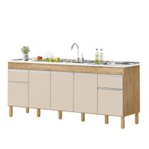 Balcão Natal 5 Portas Para Pia De 2 Mt Amêndoa Off White