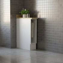 Balcão Nicho com Tampo e com Rodapé Cozinha 20cm TM4309 MDF Grazi Branco/Carvalho Tropical