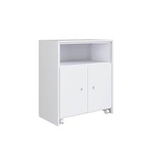Balcão Organizador Multiuso com Mesa Recolhível e Rodízios Funcionale Branco Escritório Cozinha Balcão Organizador Multiuso com Mesa Recolhível e Rodízios Funcionale Branco Escritório Cozinha