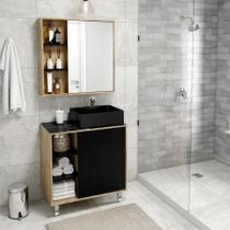 Balcão Ozini 870 Cartagena/preto C/tampo de Vidro- 80cm