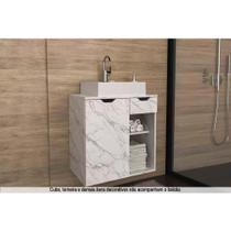 Balcão p/ Banheiro Suspenso BN3605 1 Porta 1 Gaveta cor Mármore Branco - Tecno Mobili