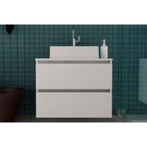 Balcão p/ Banheiro Suspenso BN3607 2 Gavetas cor Branco - Tecno Mobili