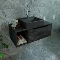 Balcão para Banheiro 80cm com 1 Porta e Nicho BN3644 Mármore Lunar Tecnomobili Balcão para Banheiro 80cm com 1 Porta e Nicho BN3644 Mármore Lunar Tecnomobili