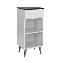 Balcão Para Bebedouro Com Gavetas e fruteira Fenix Branco Marmorizado