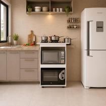 Balcão para Cokktop Aline 4 Bocas, Com espaço para Forno e Microondas