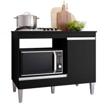 Balcão Para Cooktop 1 Porta 1 Gaveta Com Tampo Cátia Preto