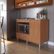 Balcão Para Cooktop 1,05m 5 Bocas 1 Nicho Com 1 Porta E Gaveta Turim Nature