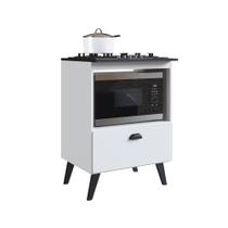 Balcão para Cooktop 4 Bocas 1 Porta Basculante e Espaço para Forno Bogotá Branco Art In Móveis