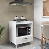 Balcão Para Cooktop 4 Bocas E Nicho Para Forno Com 1 Gaveta Para Cozinha Compacta Cor Branco