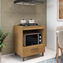 Balcão Para Cooktop 4 Bocas E Nicho Para Forno Com 1 Gaveta Para Cozinha Compacta Freijó