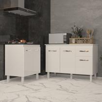 Balcão Para Cooktop 4 Bocas Fran Branco e Armário Aline 118 cm Cozinha Gabinete Branco com Tampo Tampão Branco Balcão Para Cooktop 4 Bocas Fran Branco e Armário Aline 118 cm Cozinha Gabinete Branco com Tampo Tampão Branco