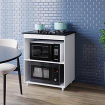 Balcão para Cooktop 4 Bocas Lara com 2 nicho para Forno e Microondas - Branco Balcão para Cooktop 4 Bocas Lara com 2 nicho para Forno e Microondas - Branco