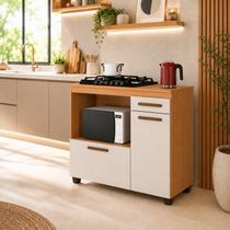 Balcão para Cooktop 4 Bocas Tampo MDF 2 Portas 1 Gaveta com Nicho Micro-Ondas Cronos Espresso Móveis Balcão para Cooktop 4 Bocas Tampo MDF 2 Portas 1 Gaveta com Nicho Micro-Ondas Cronos Espresso Móveis