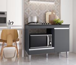 Balcão Para Cooktop 4 e 5 Bocas Com Nicho Para Forno Carla Cinza Ajl