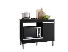 Balcão Para Cooktop 4 e 5 Bocas Com Nicho Para Forno Carla Preto Fosco Ajl