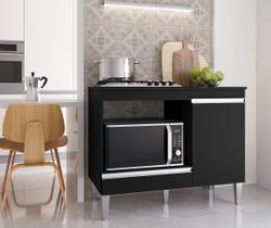 Balcão Para Cooktop 4 e 5 Bocas Com Nicho Para Forno Carla Preto Fosco Ajl