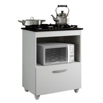 Balcão para Cooktop 5 Bocas 1 Porta Basculante 1 Nicho para Micro-ondas Salvia Kaiki Móveis