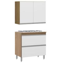 Balcão para Cooktop 5 Bocas com Armário Aéreo Multiuso Menu Móveis