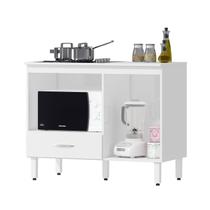 Balcão para Cooktop 5 Bocas com Espaço para Forno 1 Porta 1 Gaveta Cozinha Compacta Multiuso