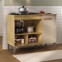 Balcão Para Cooktop 5 Bocas E Forno Madri Wood Madeirado E Reflecta