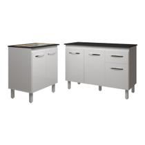 Balcão Para Cooktop 5 Bocas Fran Branco E Armário Aline 118 Cm Cozinha Gabinete Branco Com Tampo Tampão Preto Balcão Para Cooktop 5 Bocas Fran Branco E Armário Aline 118 Cm Cozinha Gabinete Branco Com Tampo Tampão Preto