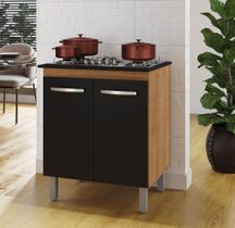 Balcão para Cooktop 5 Bocas Jade 70cm 2 Portas 1 Prateleira - Savana/Preto Móblis