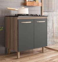 Balcao para cooktop 80 cm c/ 02 portas carvalho chumbo