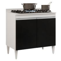 Balcão para Cooktop 80cm 2 Portas Flórida Branco/Preto - Lumil Móveis Balcão para Cooktop 80cm 2 Portas Flórida Branco/Preto - Lumil Móveis