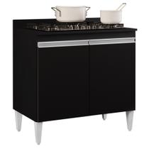 Balcão para Cooktop 80cm 2 Portas Flórida Preto - Lumil Móveis Balcão para Cooktop 80cm 2 Portas Flórida Preto - Lumil Móveis