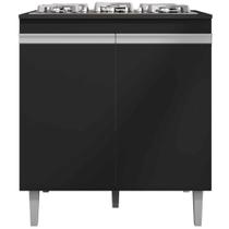 Balcão Para Cooktop Adriana 2 Portas Com Tampo Preto