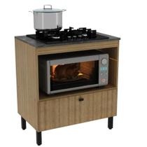 Balcão para Cooktop Amêndoa com Tampo Mármore Lunar BL-3315 Tecnomobili Design Moderno e Resistente