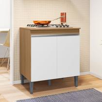 Balcão para Cooktop Andréia Armário de Cozinha Compacto 4 bocas 5 bocas Amendoa com Branco