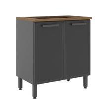 Balcão para Cooktop Bertolini Estilo em Aço com 2 Portas Cor Grafite