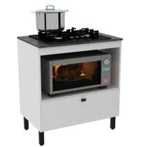 Balcão para Cooktop Branco com Tampo Mármore Lunar BL-3315 Tecnomobili Design Moderno e Resistente Balcão para Cooktop Branco com Tampo Mármore Lunar BL-3315 Tecnomobili Design Moderno e Resistente