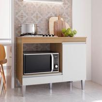 Balcão Para Cooktop Carla 4 ou 5 Bocas 1 Porta Amendôa/Branco - Ajl Moveis Balcão Para Cooktop Carla 4 ou 5 Bocas 1 Porta Amendôa/Branco - Ajl Moveis