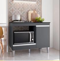 Balcão Para Cooktop Carla 4 ou 5 Bocas 1 Porta Cinza - Ajl Moveis