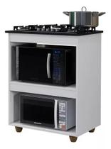 Balcão para Cooktop com Prateleira e Nicho Estilo Moderno, Tampo Incluso