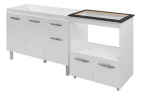 Balcão Para Cooktop De 4 Bocas Com Gabinete Para Pia De 120cm Kit De Cozinha - Leartam Móveis