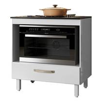 Balcão para Cooktop de Cozinha 4 ou 5 Bocas 80cm com 1 Gaveta Nicioli Espaço para Forno Microondas