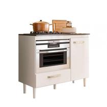 Balcão Para Cooktop E Forno Com 1 Porta E 1 Gaveta Branco Nicioli Fit Branco - Nicioli Móveis