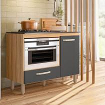 Balcão Para Cooktop e Forno Fit Com 01 Porta e 01 Gaveta Freijo Chumbo