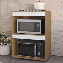 Balcão para Cooktop e Forno Microondas 75cm Adriana Amêndoa/Branco - Ajl Móveis