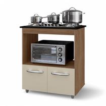 Balcão Para Cooktop Elis 75cm 02 Portas Com Tampo Recortado Savana Off White - Abmaza