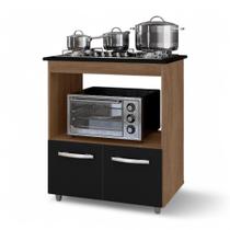 Balcão Para Cooktop Elis 75cm 02 Portas Com Tampo Recortado Savana Preto - Desk Design Balcão Para Cooktop Elis 75cm 02 Portas Com Tampo Recortado Savana Preto - Desk Design