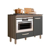 Balcão Para Cooktop Fit 1 Porta 1 Gaveta Carvalho nature/Chumbo - Nicioli