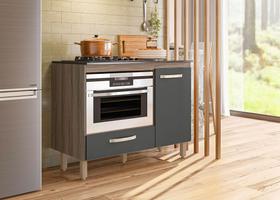 Balcao para cooktop fit - carvalho nature/chumbo pta fechada