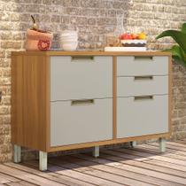 Balcão para Cozinha 1 Porta 4 Gavetas Imperatriz 100% MDF Marrom/Freijó/Off White Balcão para Cozinha 1 Porta 4 Gavetas Imperatriz 100% MDF Marrom/Freijó/Off White