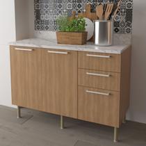 Balcão para Cozinha 120cm 2 Portas 3 Gavetas Freijó CZ3100