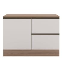 Balcão para Cozinha 120cm Flex 1 Porta 3 Gavetas com Tampo e Porta Talher Etna Carvalho Oak/Off White - Poliman